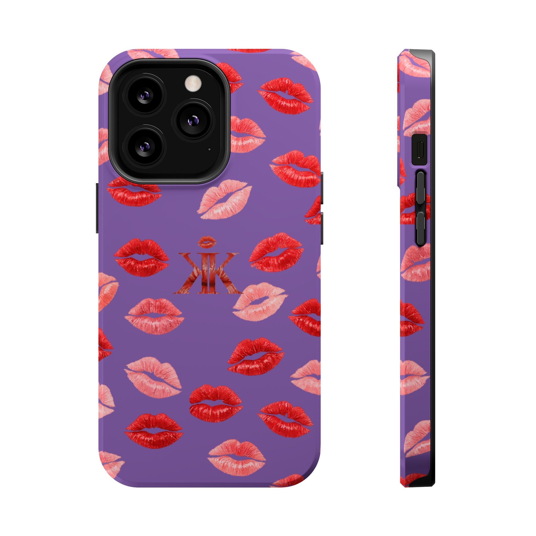 Psyche Collection Light Purple - Kiss Pattern Magnetic Impact Phone Case