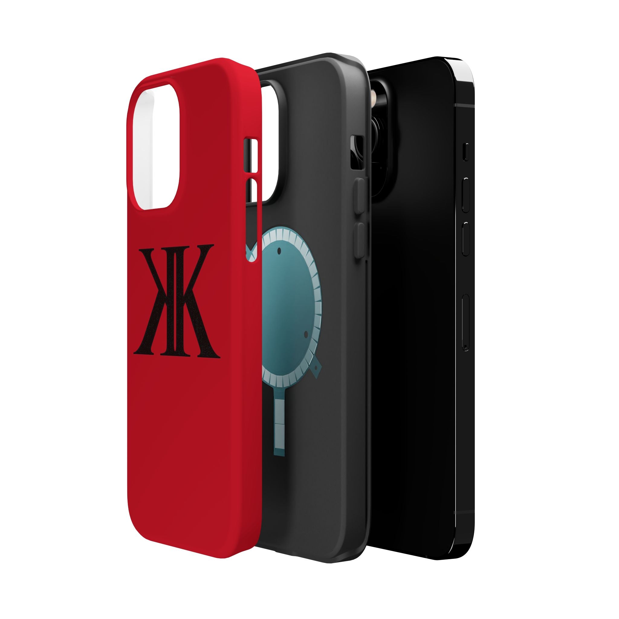 Magnetic Impact-Resistant RED Case with Bold KK Monogram