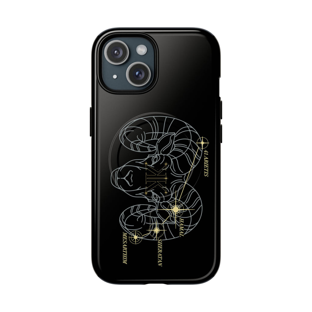 Aether Collection BLACK Aries Tough Magnetic Phone Case — Minimal Zodiac Design