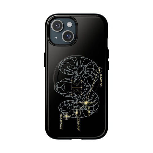 Aether Collection BLACK Aries Tough Magnetic Phone Case — Minimal Zodiac Design