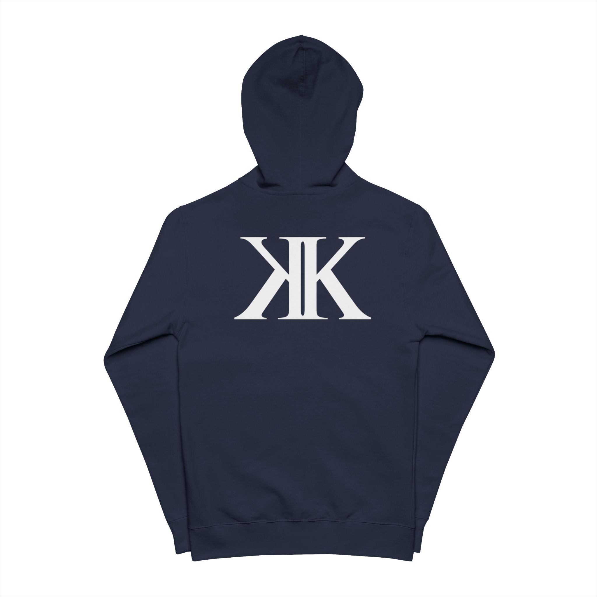 K K Monogram Zip-Up Hoodie — Minimalist Logo Fleece Jacket