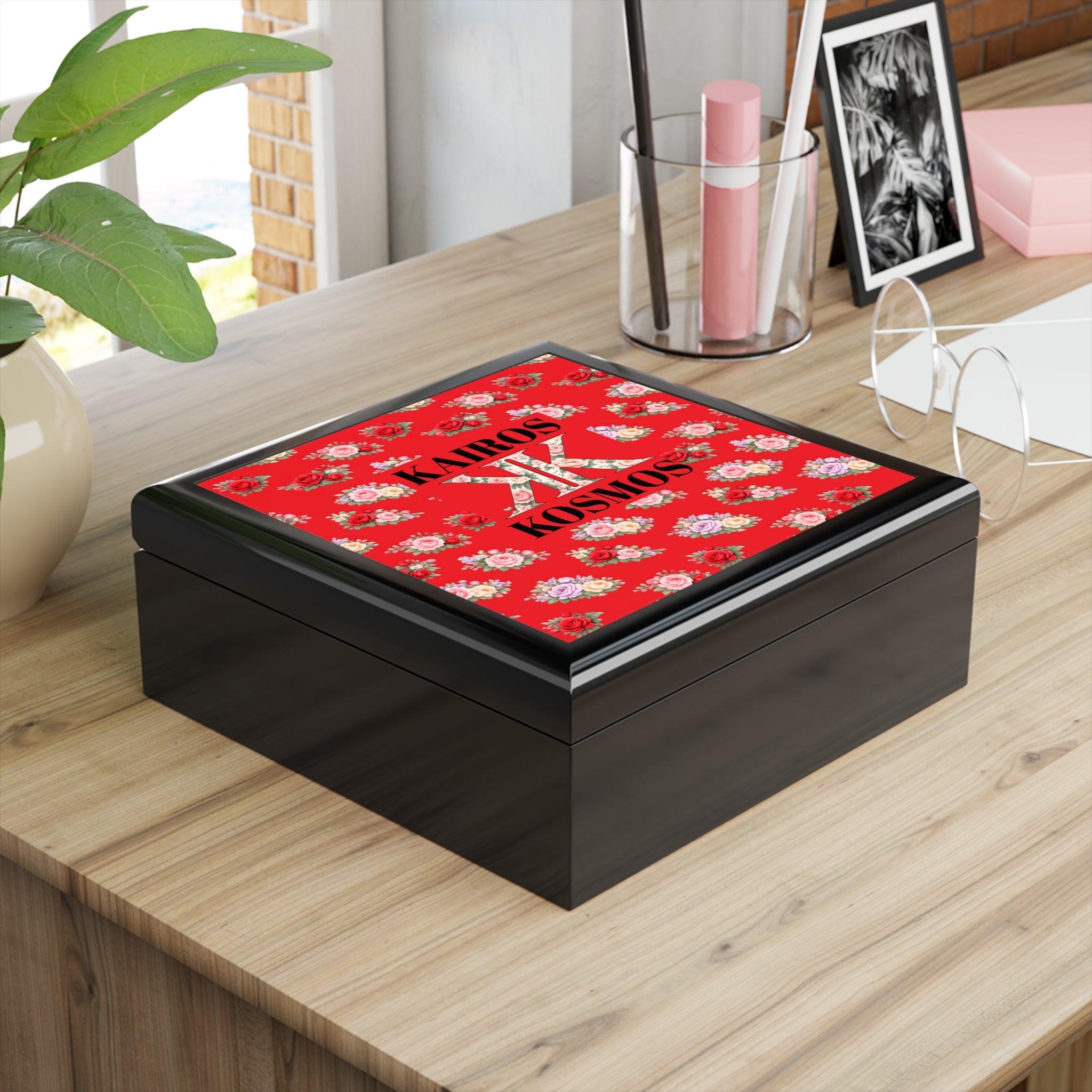 Anthos Collection 'Kairos Kosmos' RED Jewelry Box — Decorative Keepsake Box