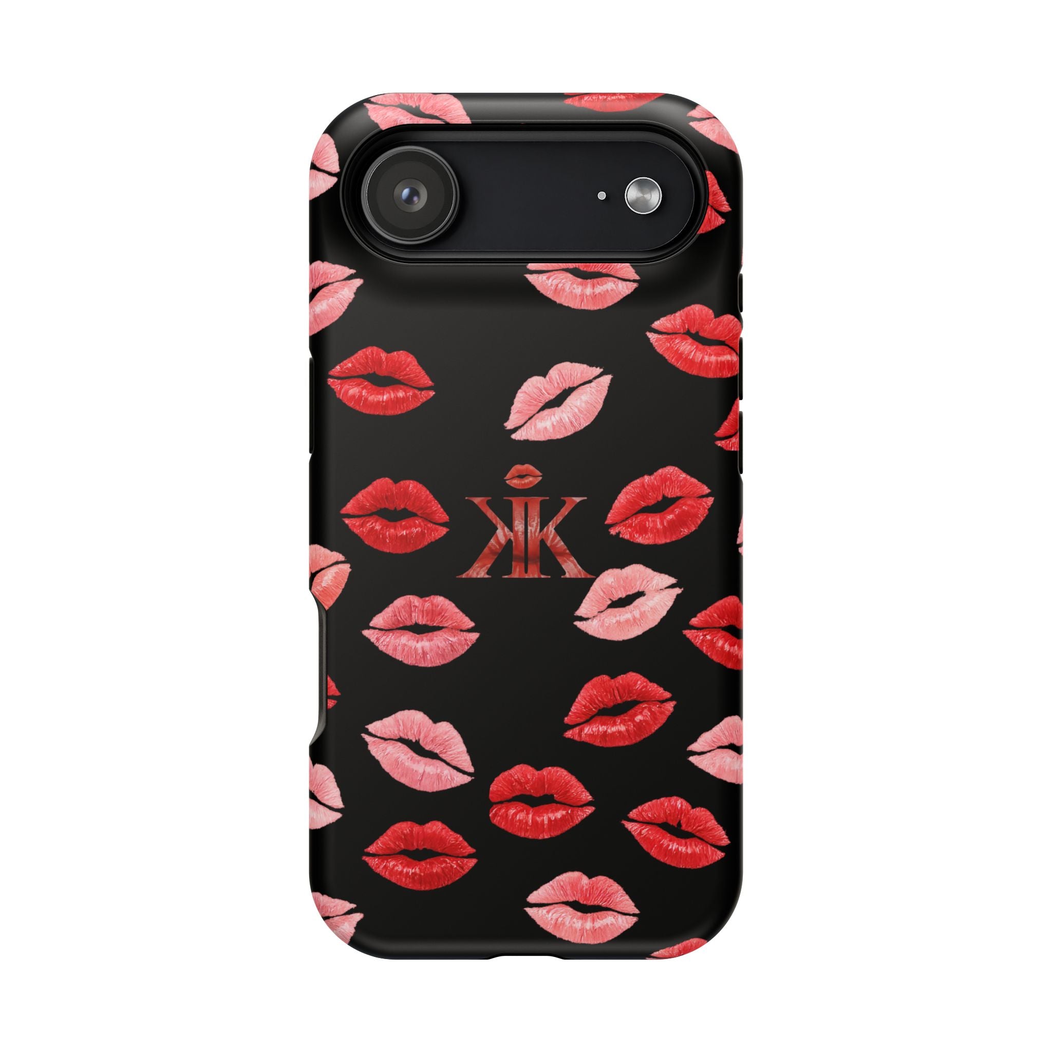 Psyche Collection BLACK - Kiss Pattern Magnetic Impact Phone Case