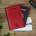 Passport Cover RED- Minimal 'PASSPORT' Text with Kairos Kosmos Logo