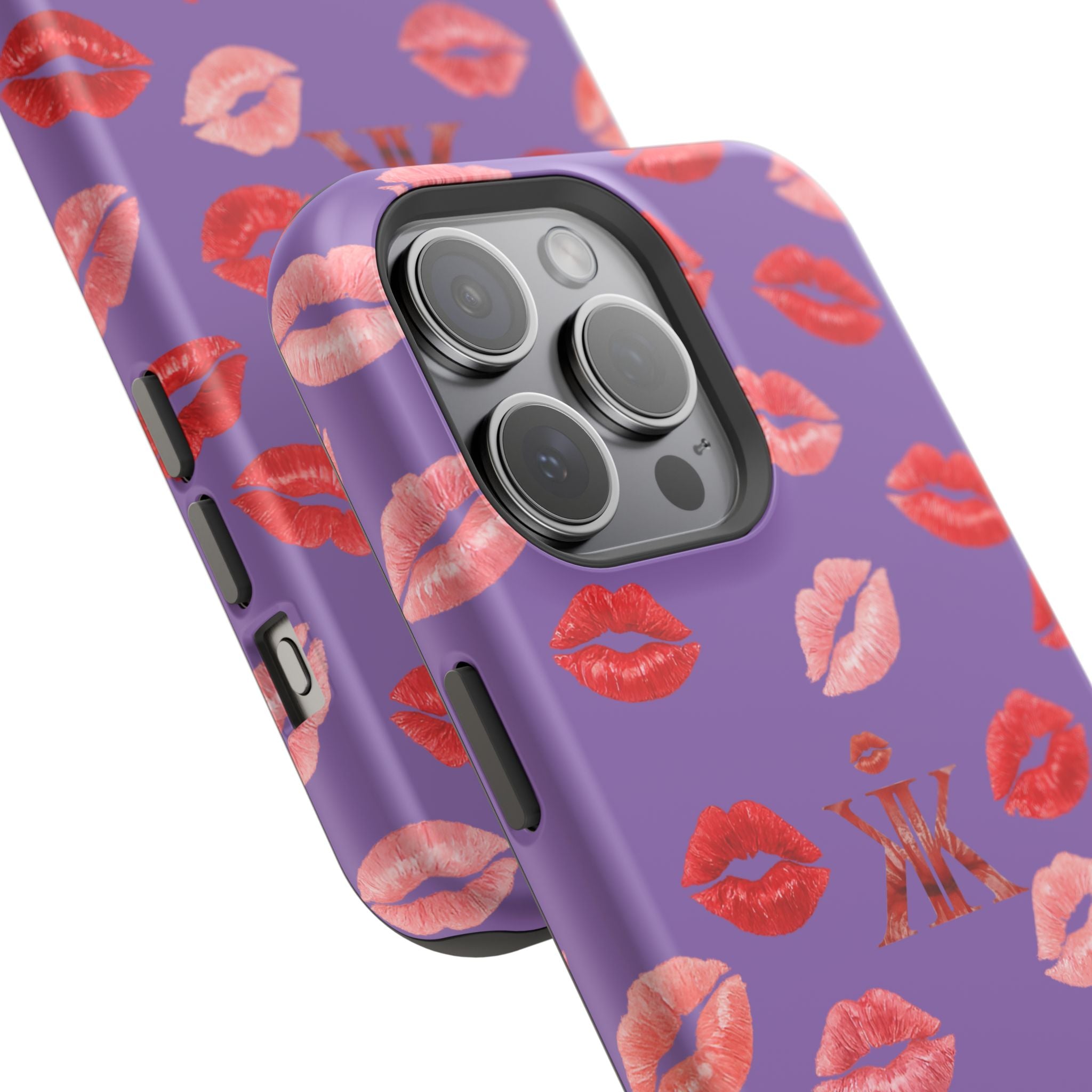 Psyche Collection Light Purple - Kiss Pattern Magnetic Impact Phone Case