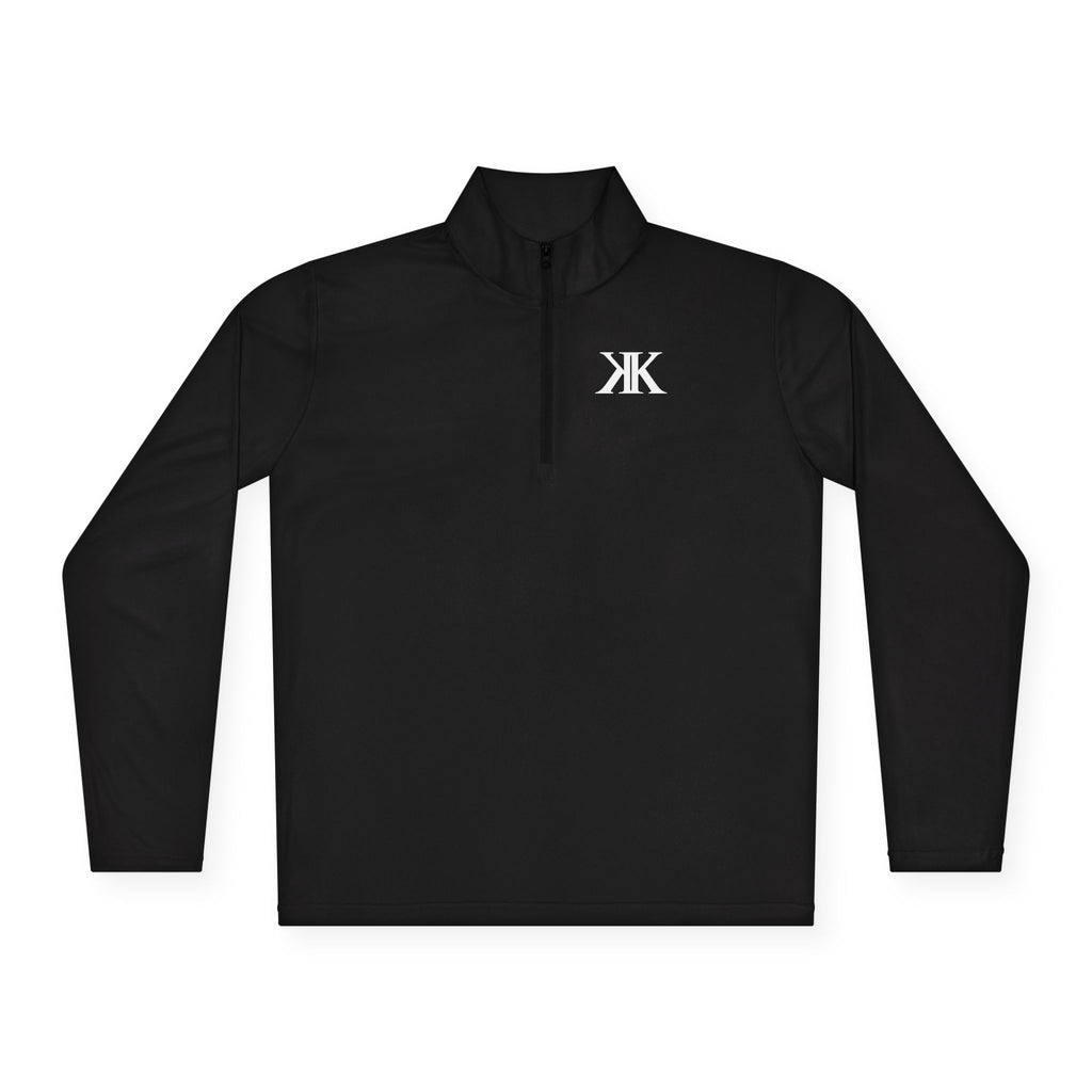 Quarter-Zip Pullover BLACK — Minimal Embroidered KK Logo