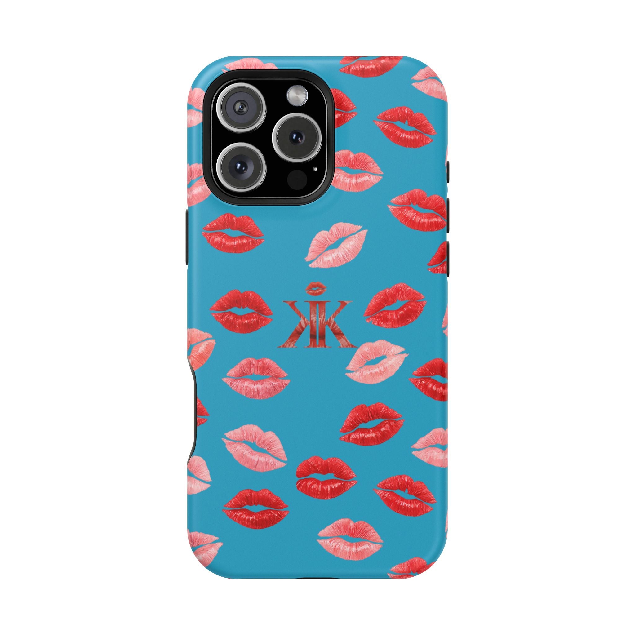 Psyche Collection Turquoise - Kiss Pattern Magnetic Impact Phone Case