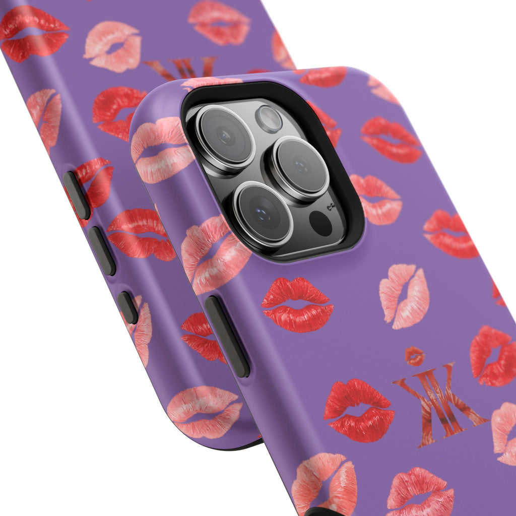Psyche Collection Light Purple - Kiss Pattern Magnetic Impact Phone Case