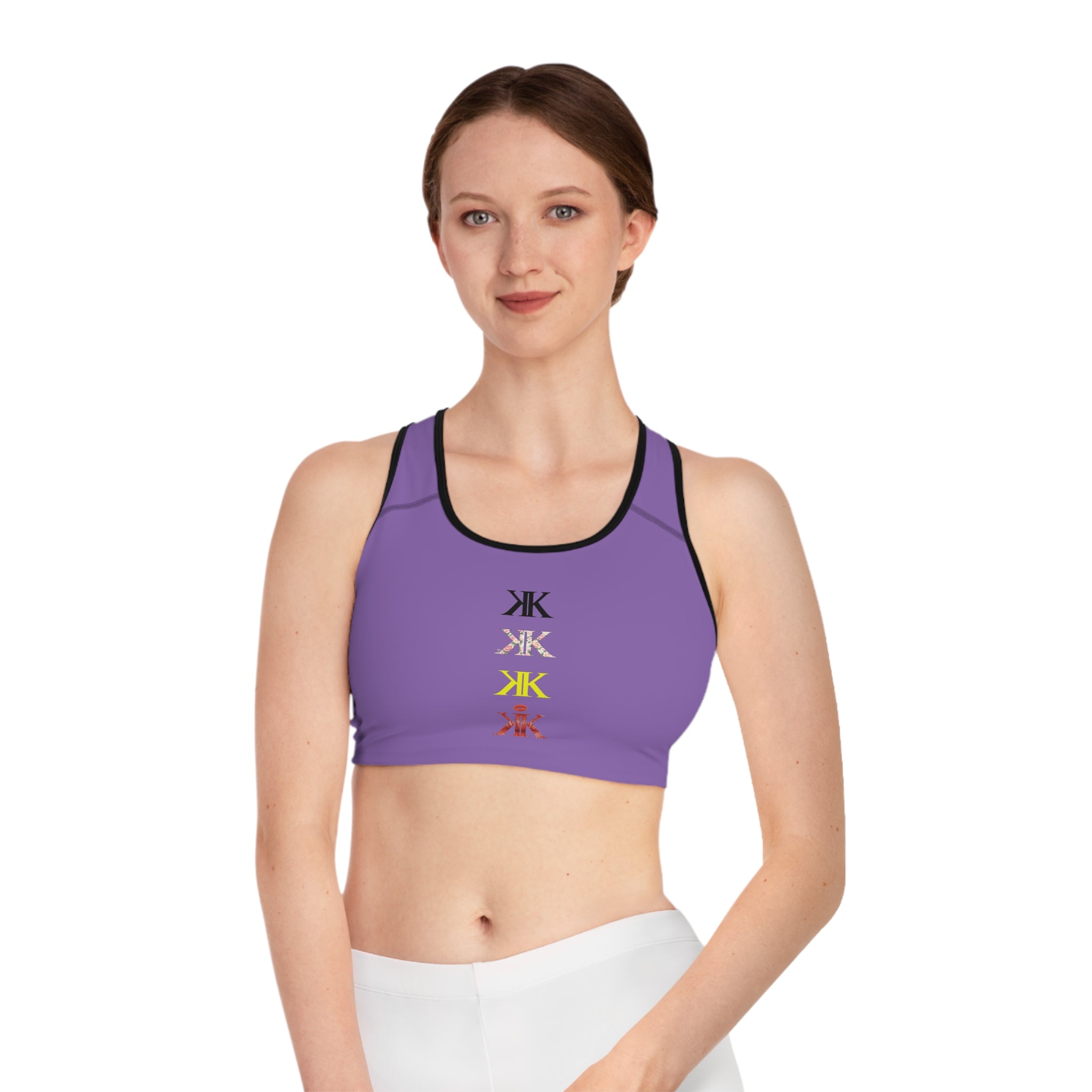 Sigil Collection Light Purple Minimalist Stacked Logo Sports Bra — Colorful Monogram Activewear