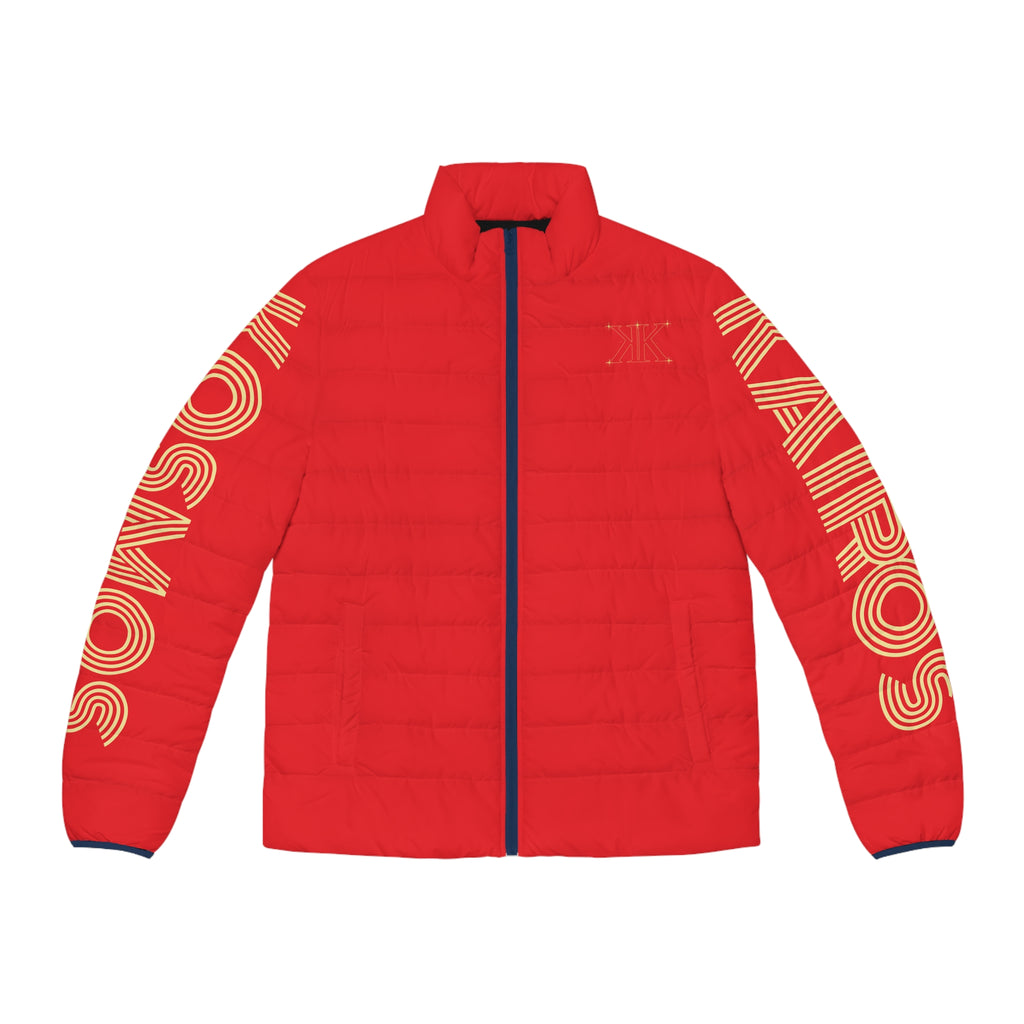 Aether Collection RED Aries Puffer Jacket – Zodiac Ram Graphic Men's Jacket