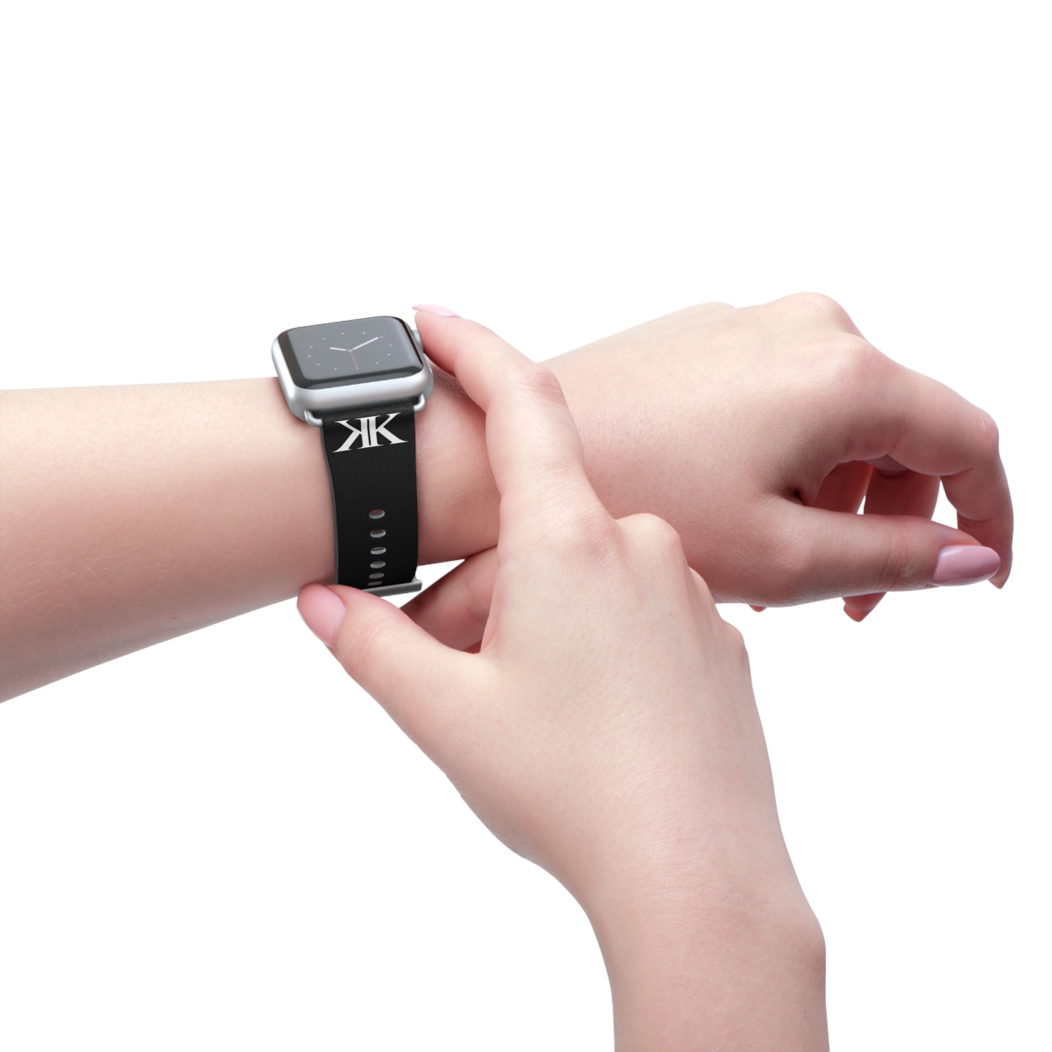 Watch Band BLACK — Leather Strap with "GIVE NO FU*KS!" Text