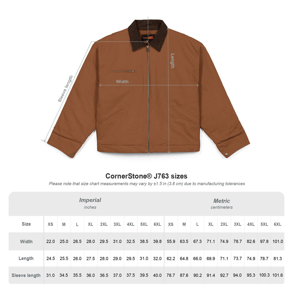 Embroidered Duck Cloth Work Jacket — Durable Brown Carpenter/Workwear Coat
