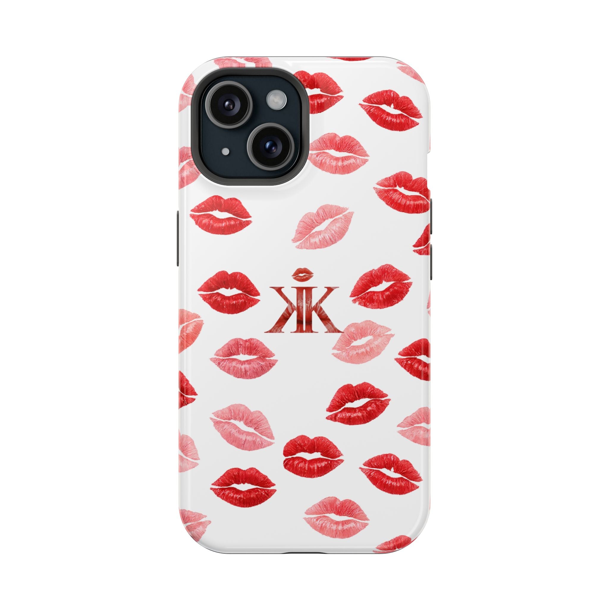 Psyche Collection White - Kiss Pattern Magnetic Impact Phone Case