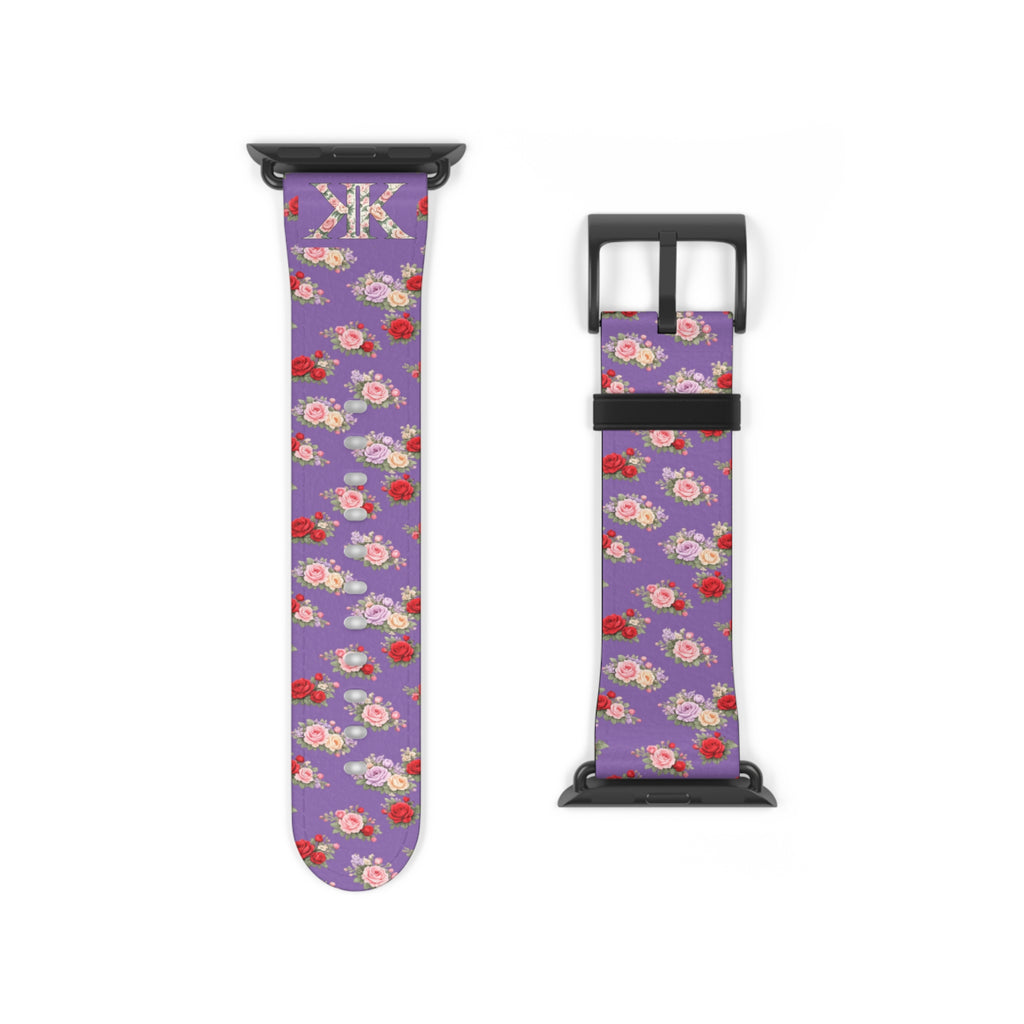 Anthos Collection Light Purple Floral Vintage Watch Band —  Apple Watch Strap