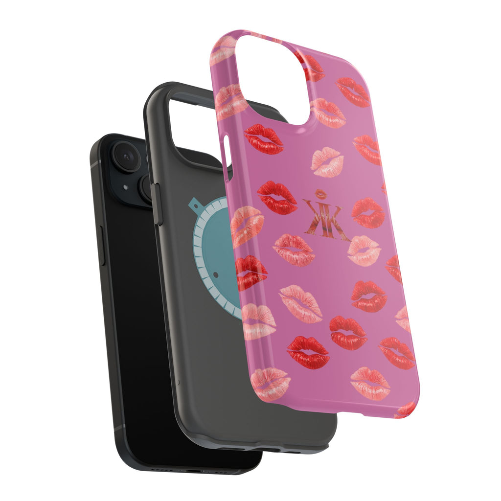 Psyche Collection Light Pink - Kiss Pattern Magnetic Impact Phone Case