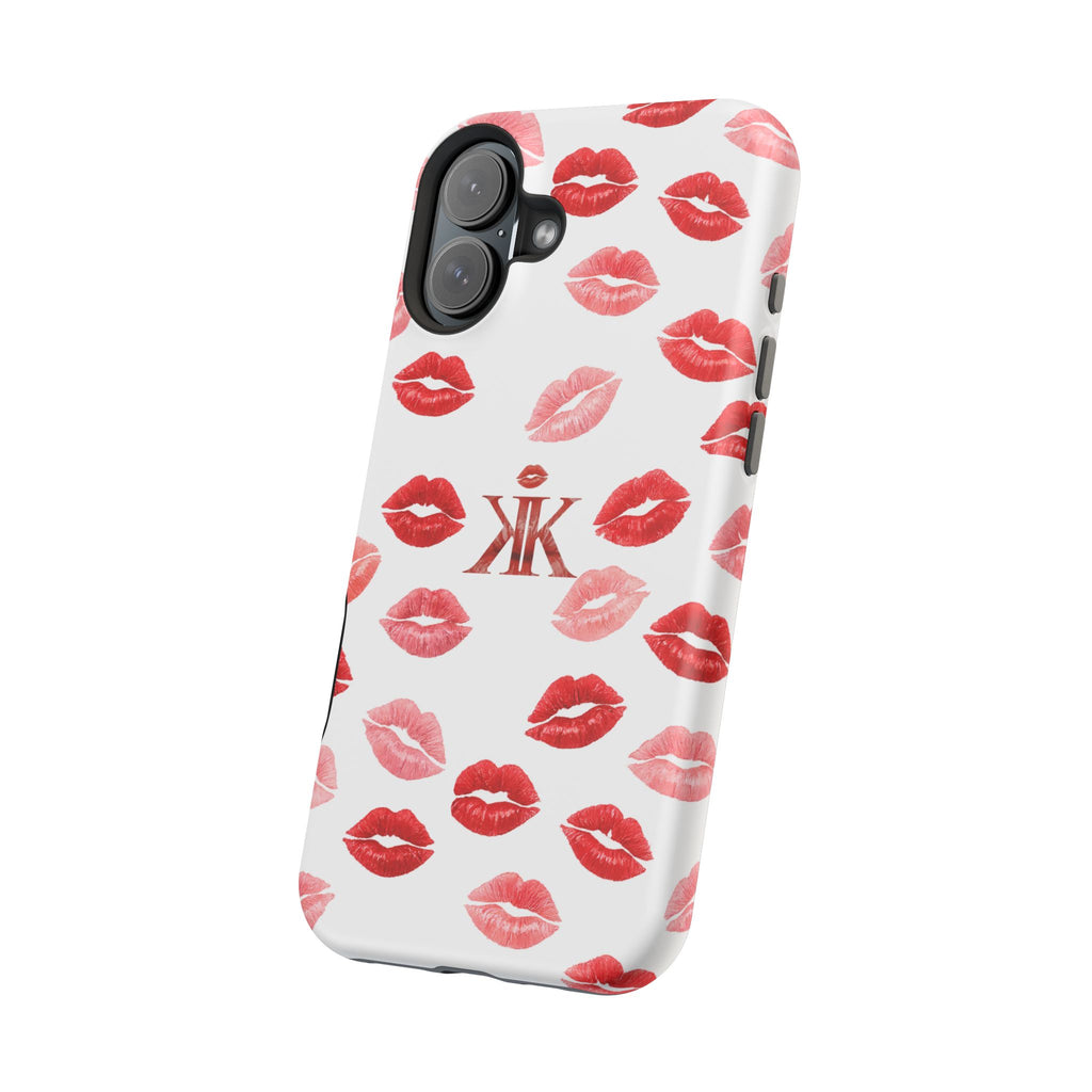 Psyche Collection White - Kiss Pattern Magnetic Impact Phone Case