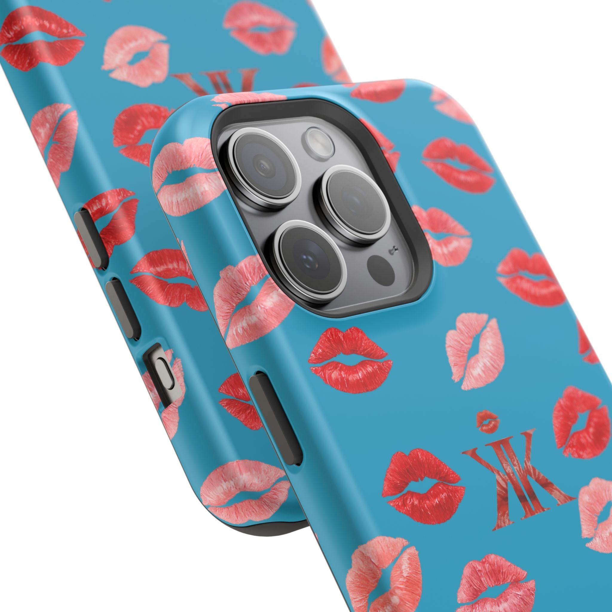 Psyche Collection Turquoise - Kiss Pattern Magnetic Impact Phone Case