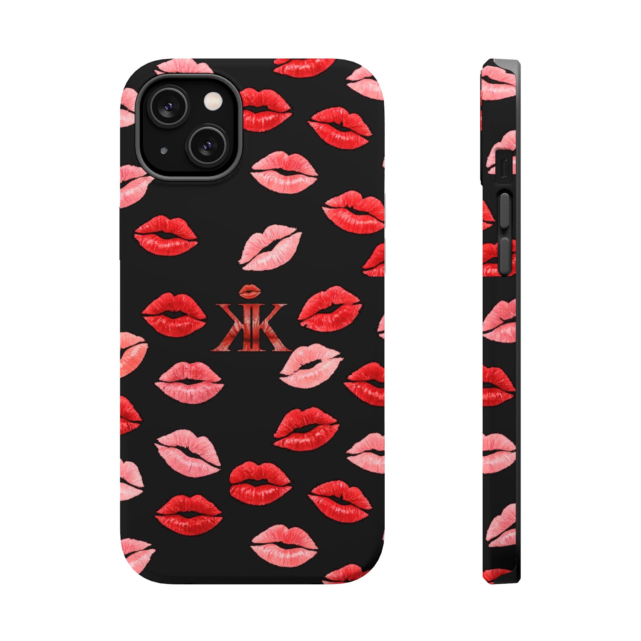 Psyche Collection BLACK - Kiss Pattern Magnetic Impact Phone Case