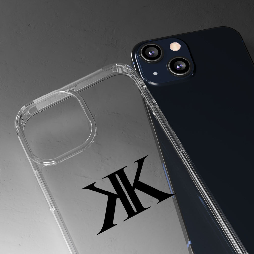 Kairos Kosmos Clear Phone Case — Minimal Black KK Monogram