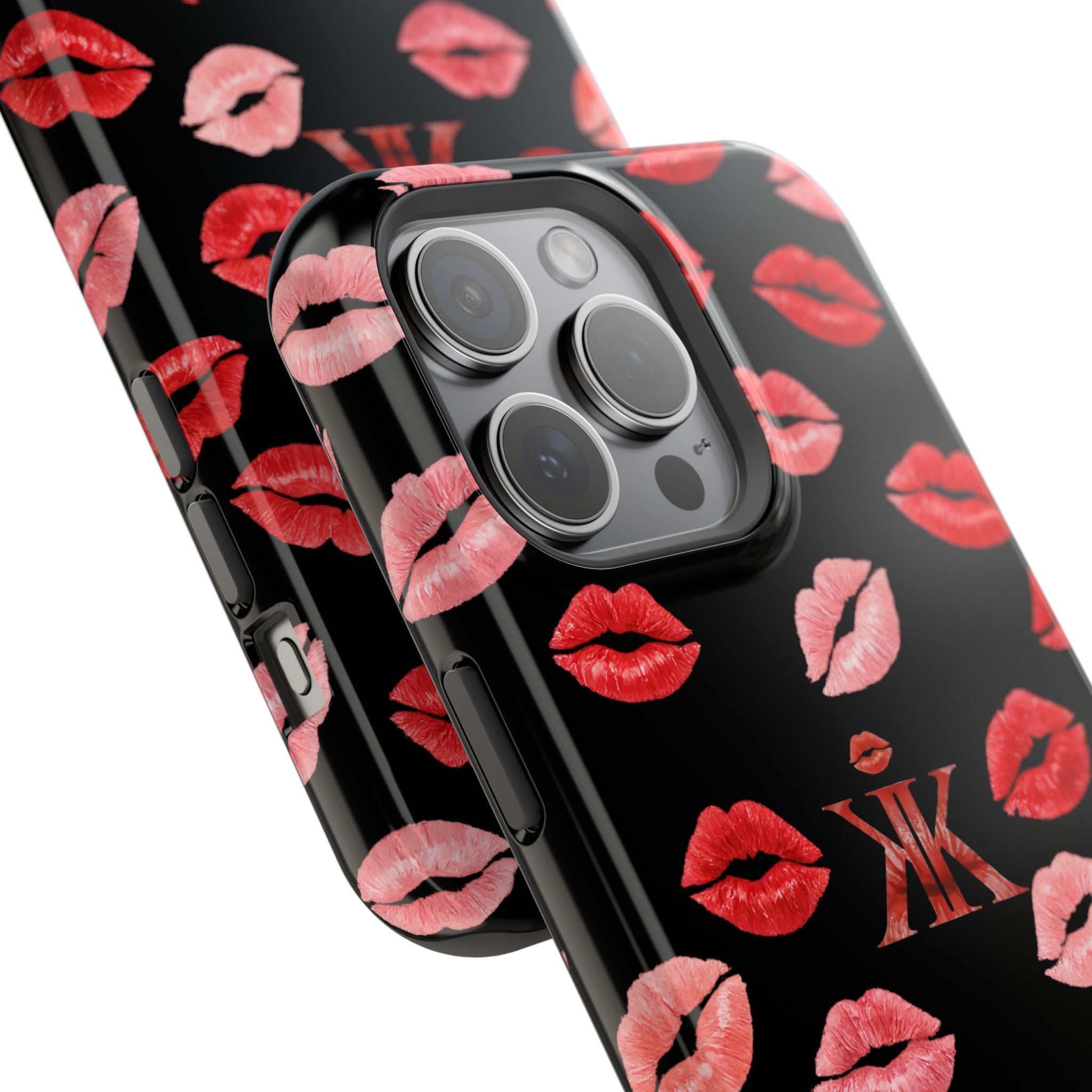Psyche Collection BLACK - Kiss Pattern Magnetic Impact Phone Case
