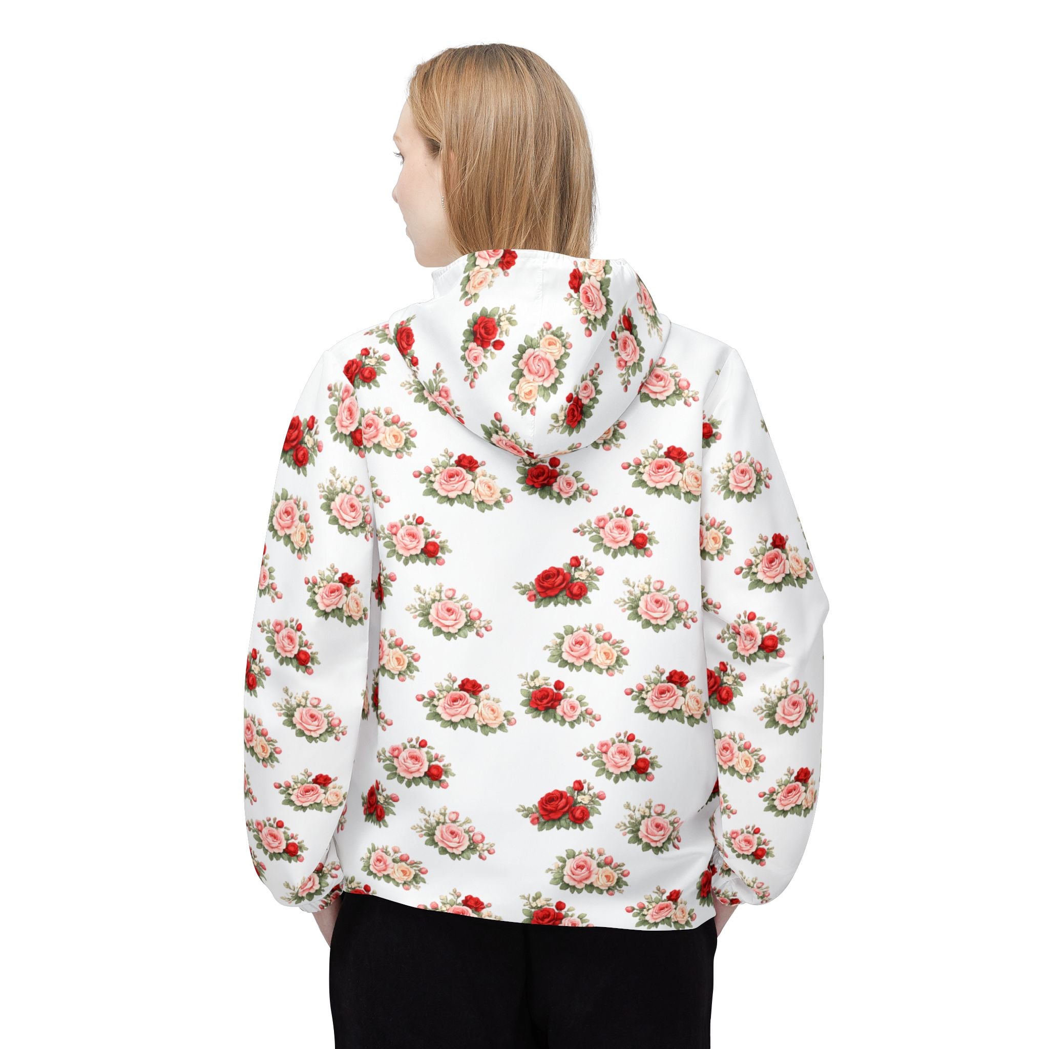 Anthos Collection Floral Rose Panel Windbreaker Jacket