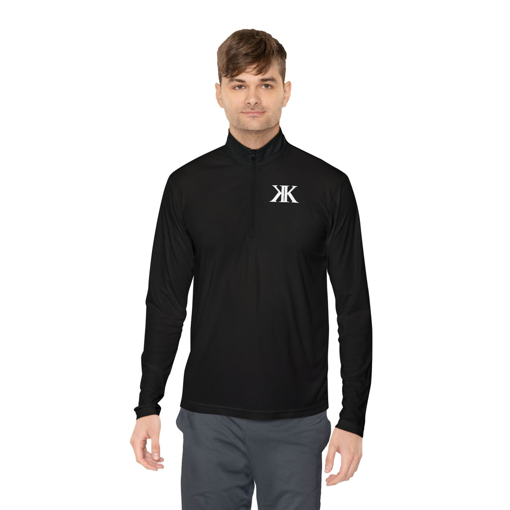 Quarter-Zip Pullover BLACK — Minimal Embroidered KK Logo
