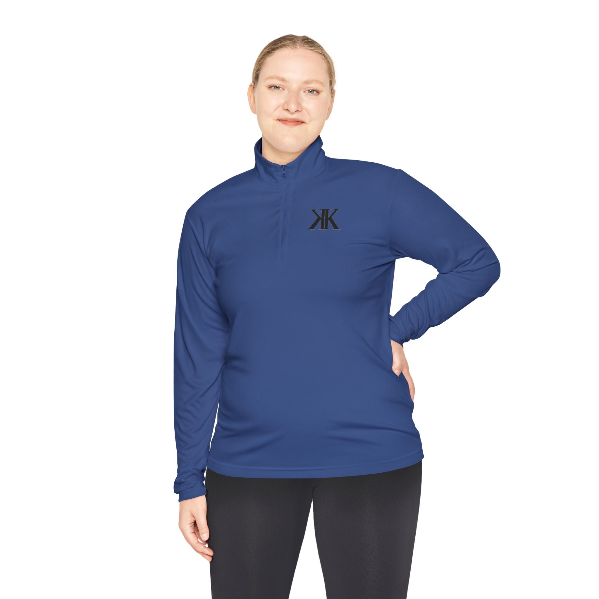 Quarter-Zip Pullover — Minimal Black KK Logo Athletic Pullover