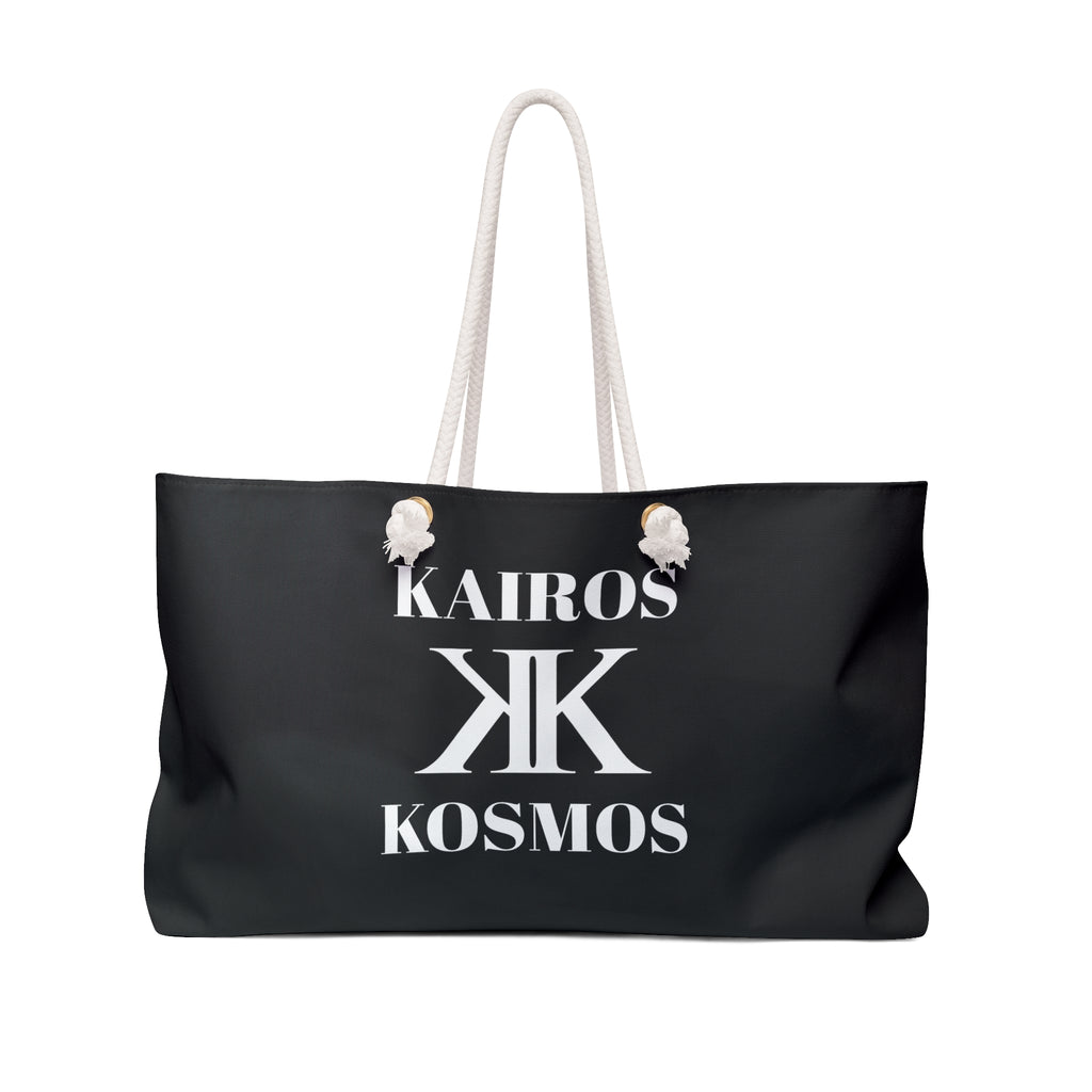 Kairos Kosmos BLACK Weekender Bag — Oversized Travel Tote with Rope Handles