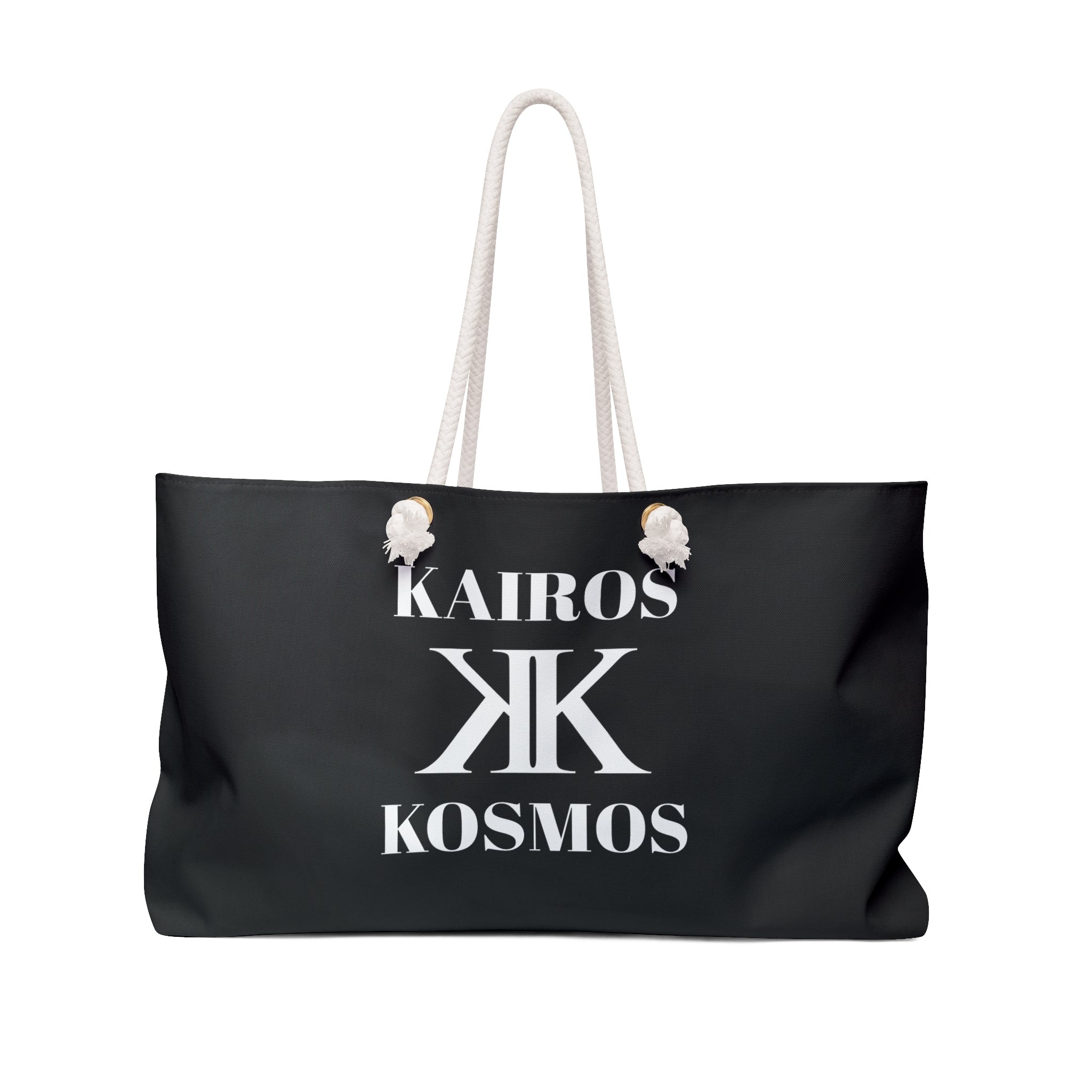 Kairos Kosmos BLACK Weekender Bag — Oversized Travel Tote with Rope Handles