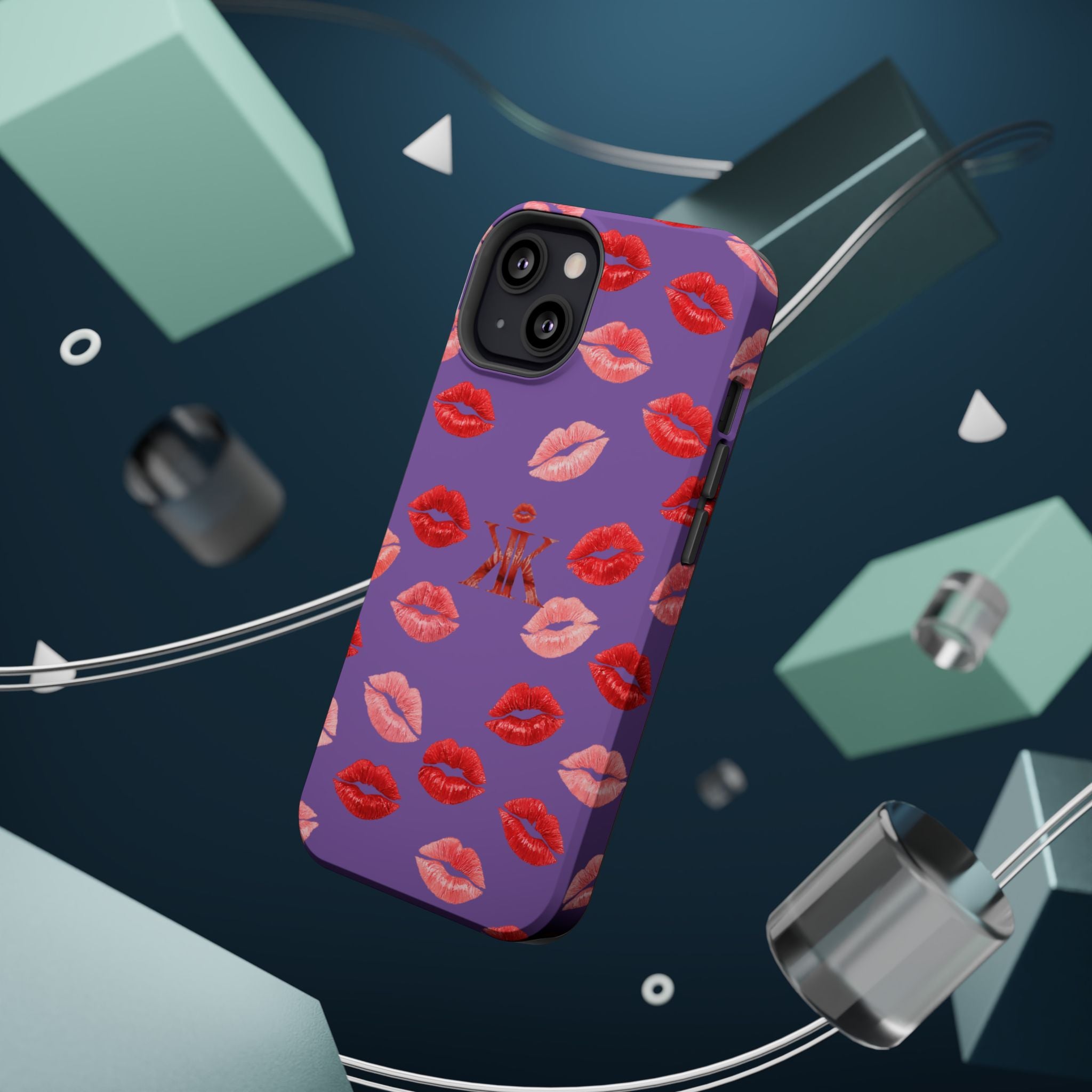 Psyche Collection Light Purple - Kiss Pattern Magnetic Impact Phone Case