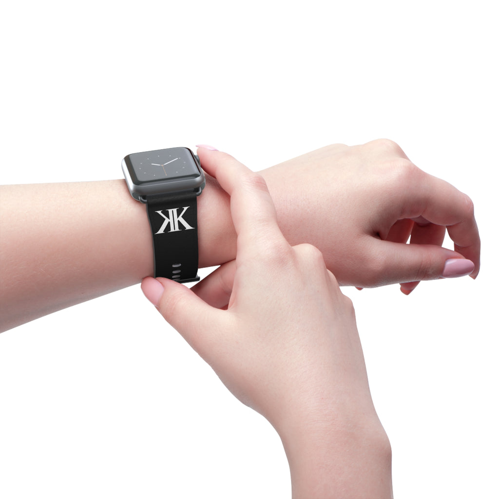 Watch Band BLACK — Leather Strap with "GIVE NO FU*KS!" Text