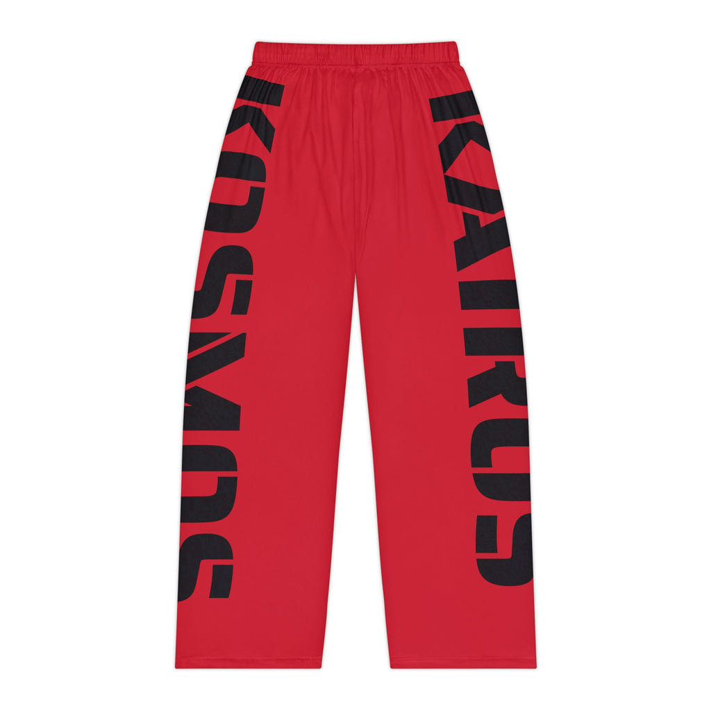 Pajama Pants RED with Bold Black Side Text — 'KAIROS' Lounge Sleepwear
