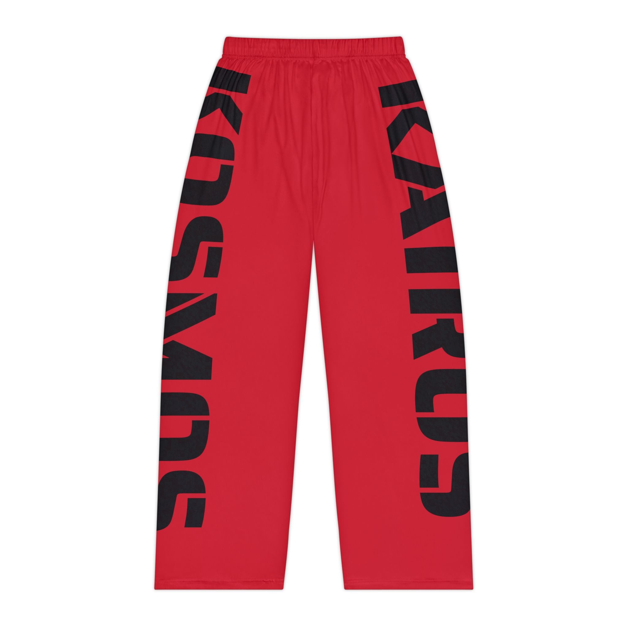 Pajama Pants RED with Bold Black Side Text — 'KAIROS' Lounge Sleepwear