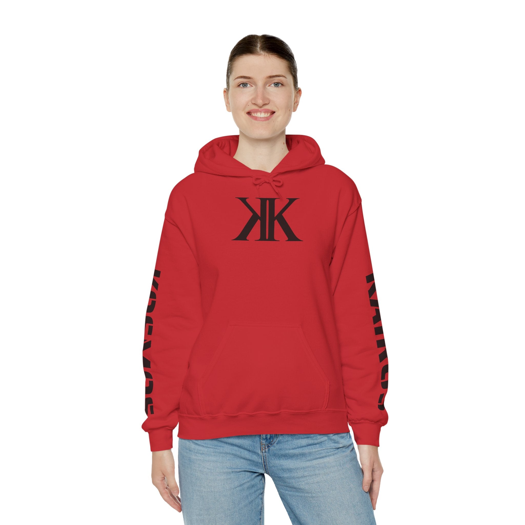 KAIROS KOSMOS Logo Hoodie RED — Minimalist Black Emblem Pullover