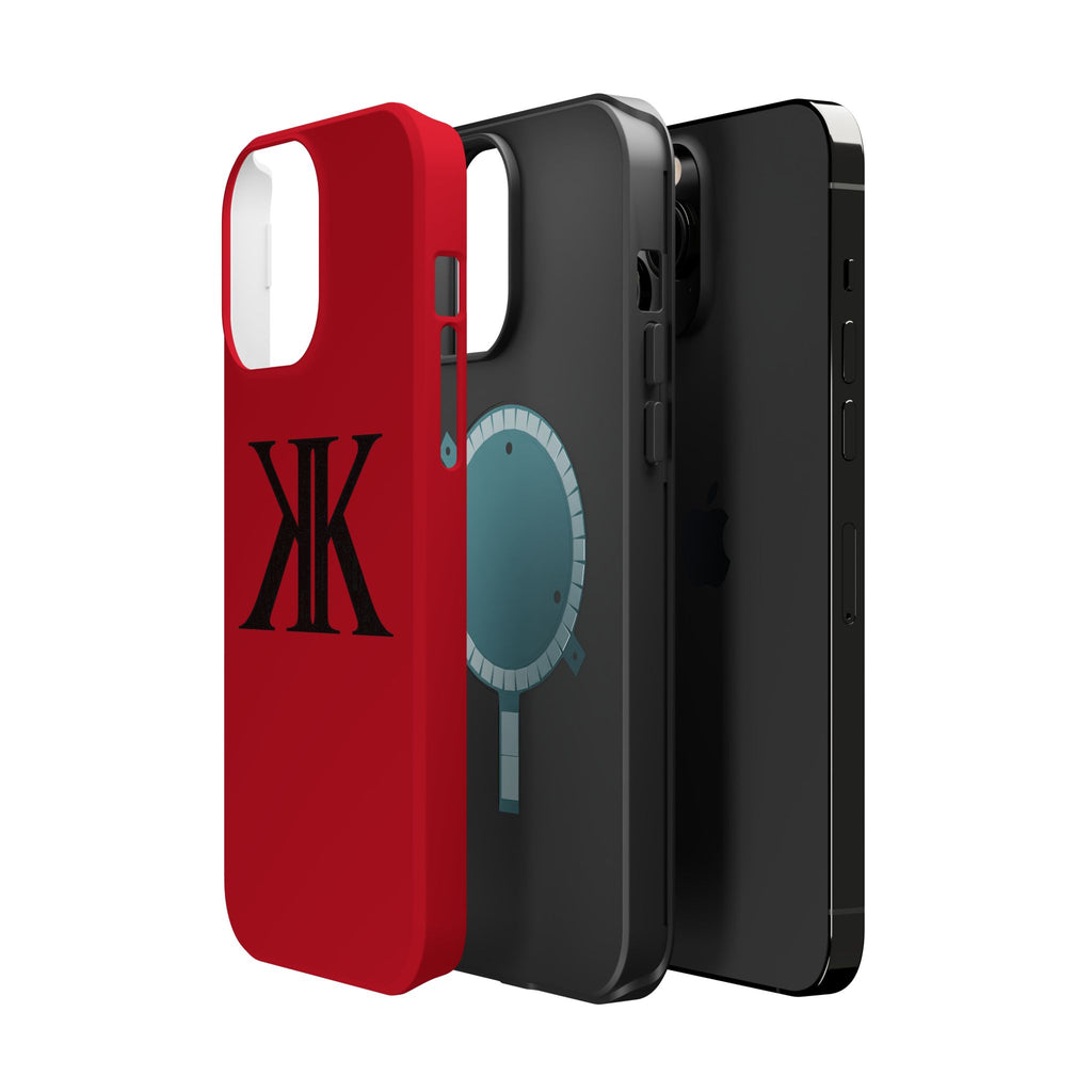 Magnetic Impact-Resistant RED Case with Bold KK Monogram