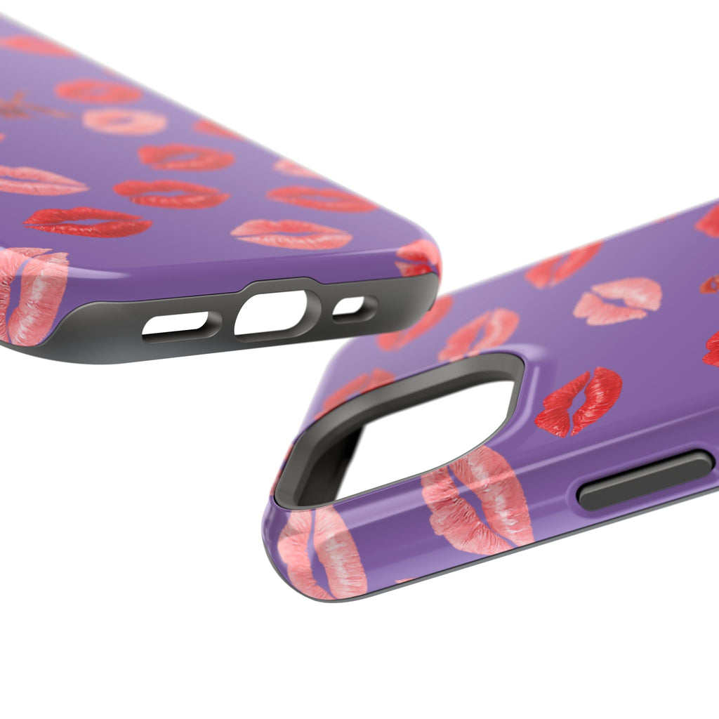 Psyche Collection Light Purple - Kiss Pattern Magnetic Impact Phone Case