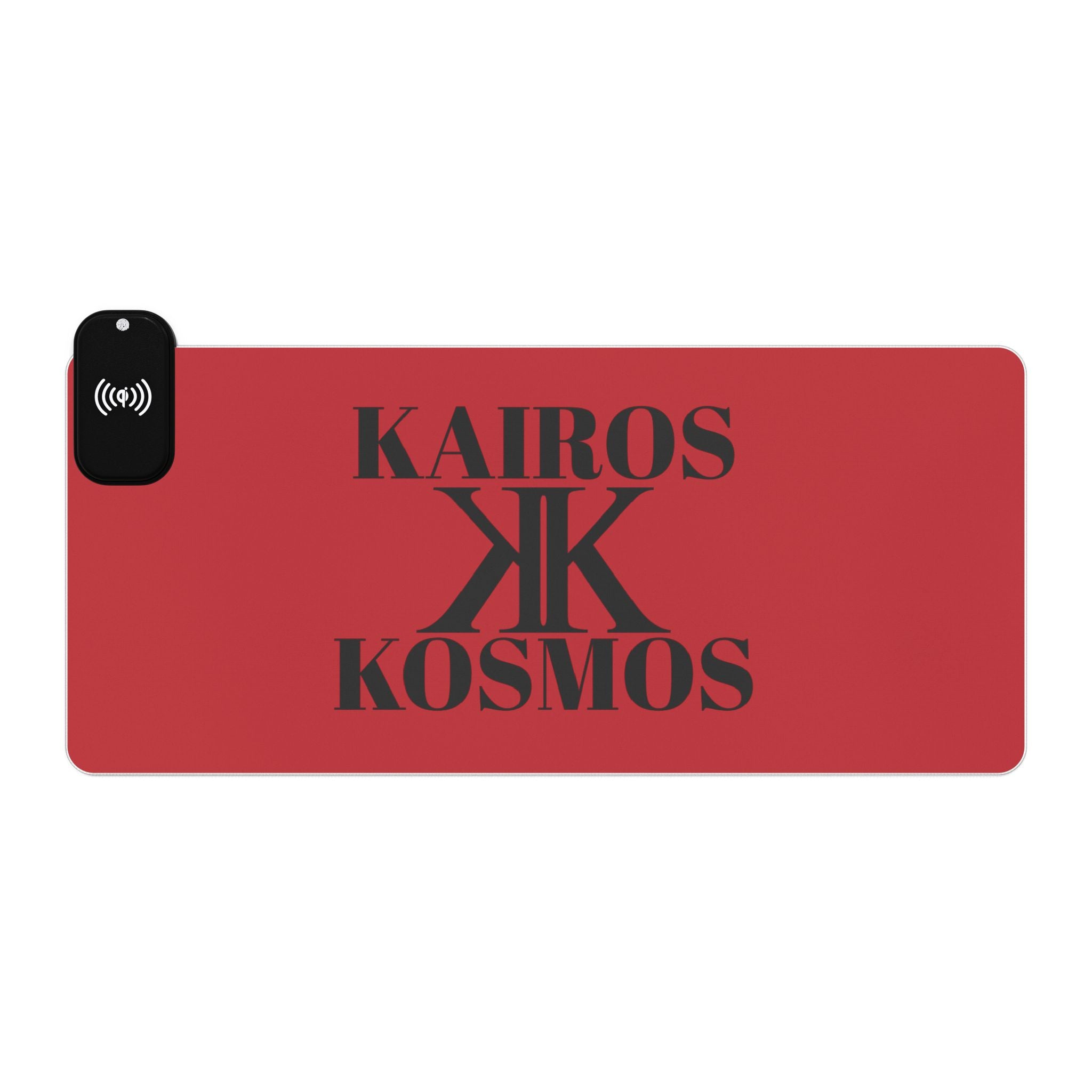 LED Wireless Charging Gaming Mouse Pad RED — Kairos Kosmos Logo Desk Mat