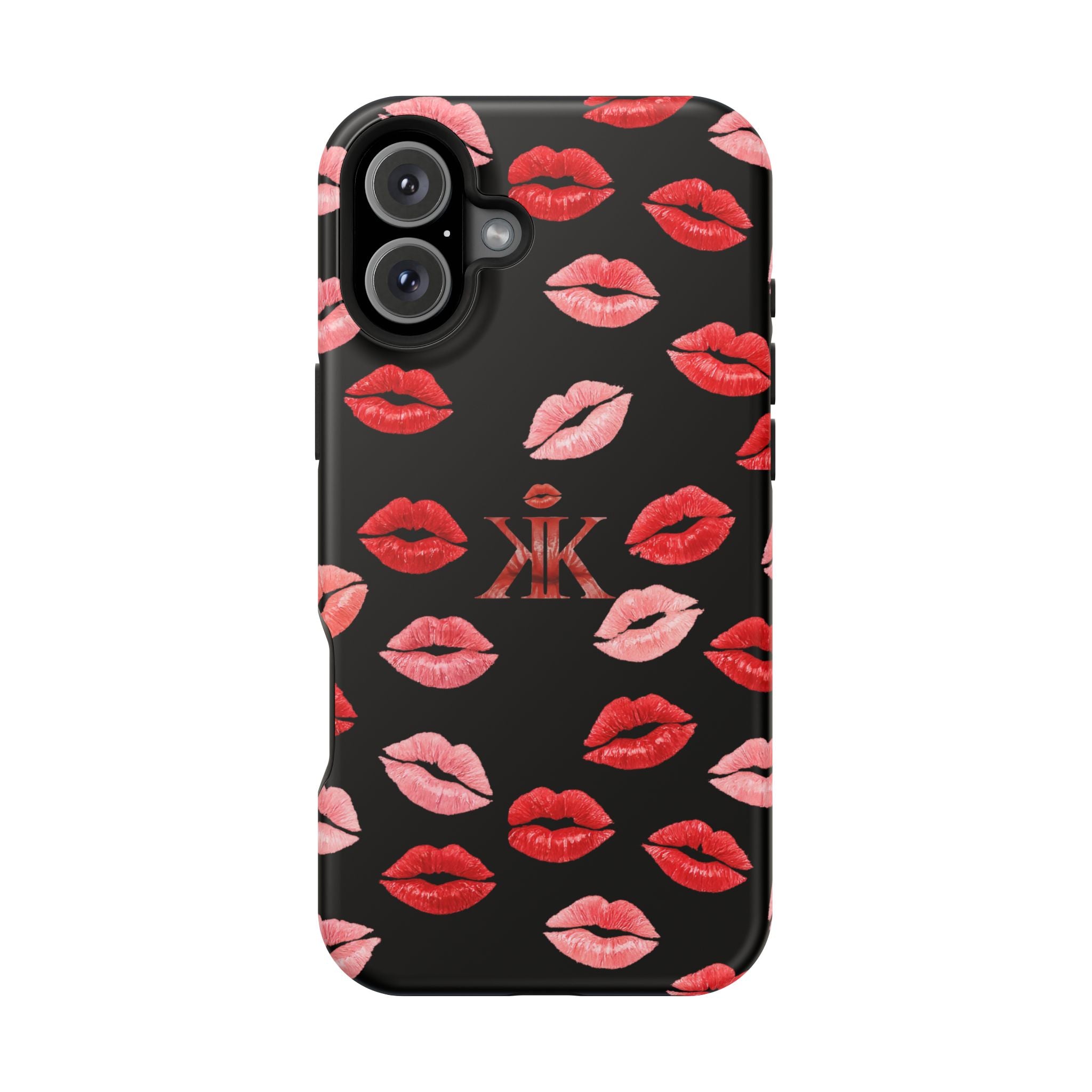 Psyche Collection BLACK - Kiss Pattern Magnetic Impact Phone Case