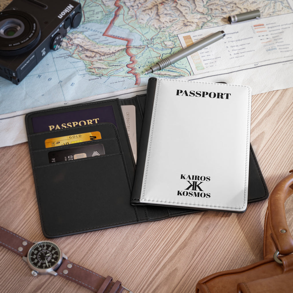 Passport Cover - Minimal 'PASSPORT' Text with Kairos Kosmos Logo