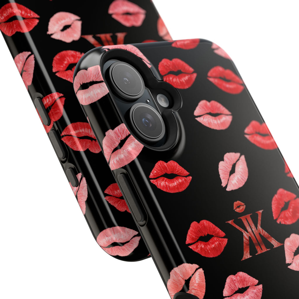 Psyche Collection BLACK - Kiss Pattern Magnetic Impact Phone Case