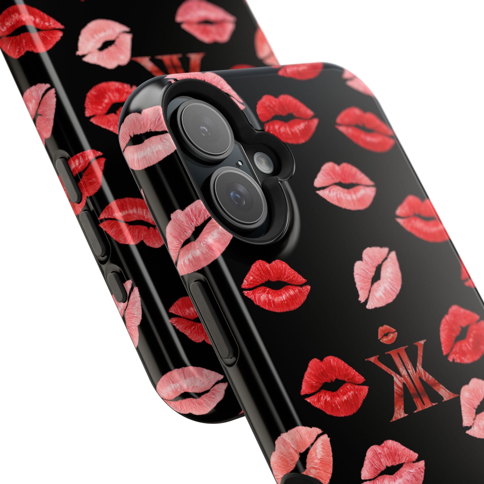 Psyche Collection BLACK - Kiss Pattern Magnetic Impact Phone Case