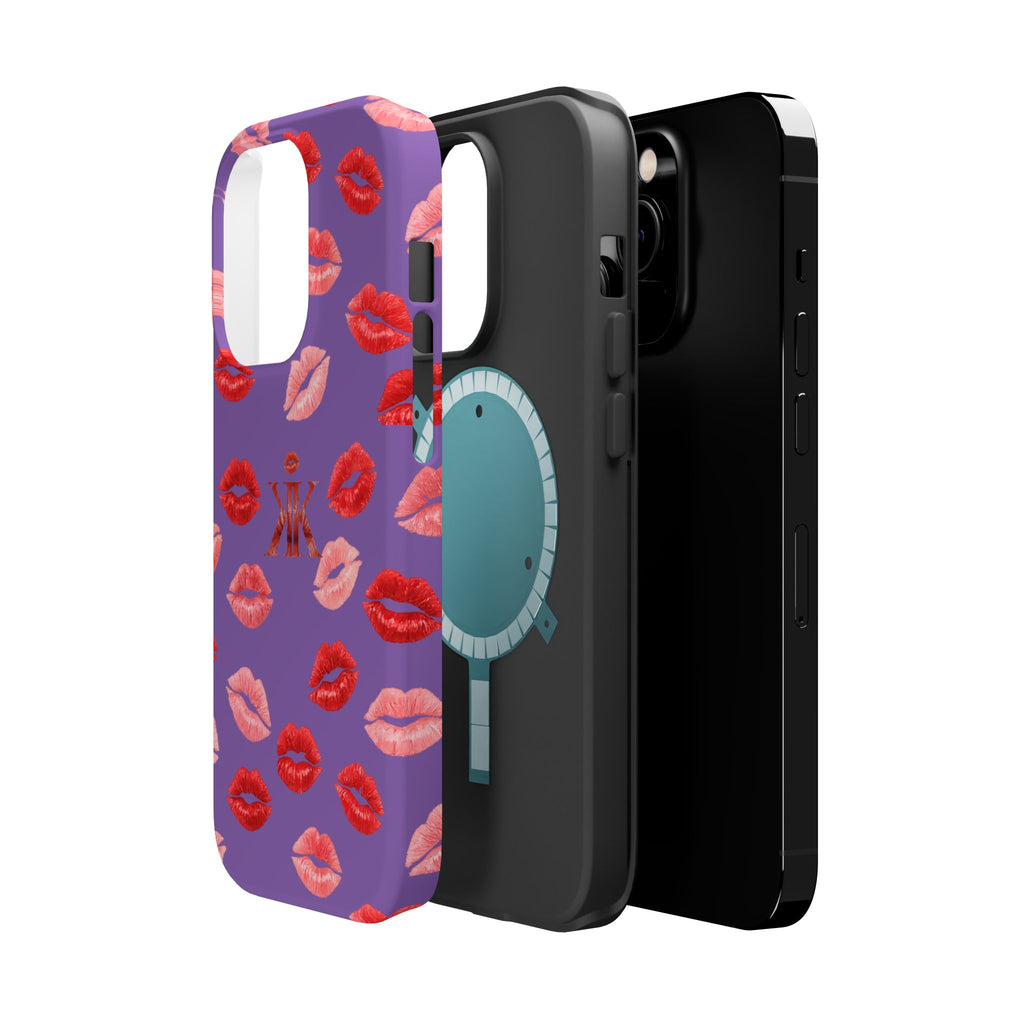 Psyche Collection Light Purple - Kiss Pattern Magnetic Impact Phone Case