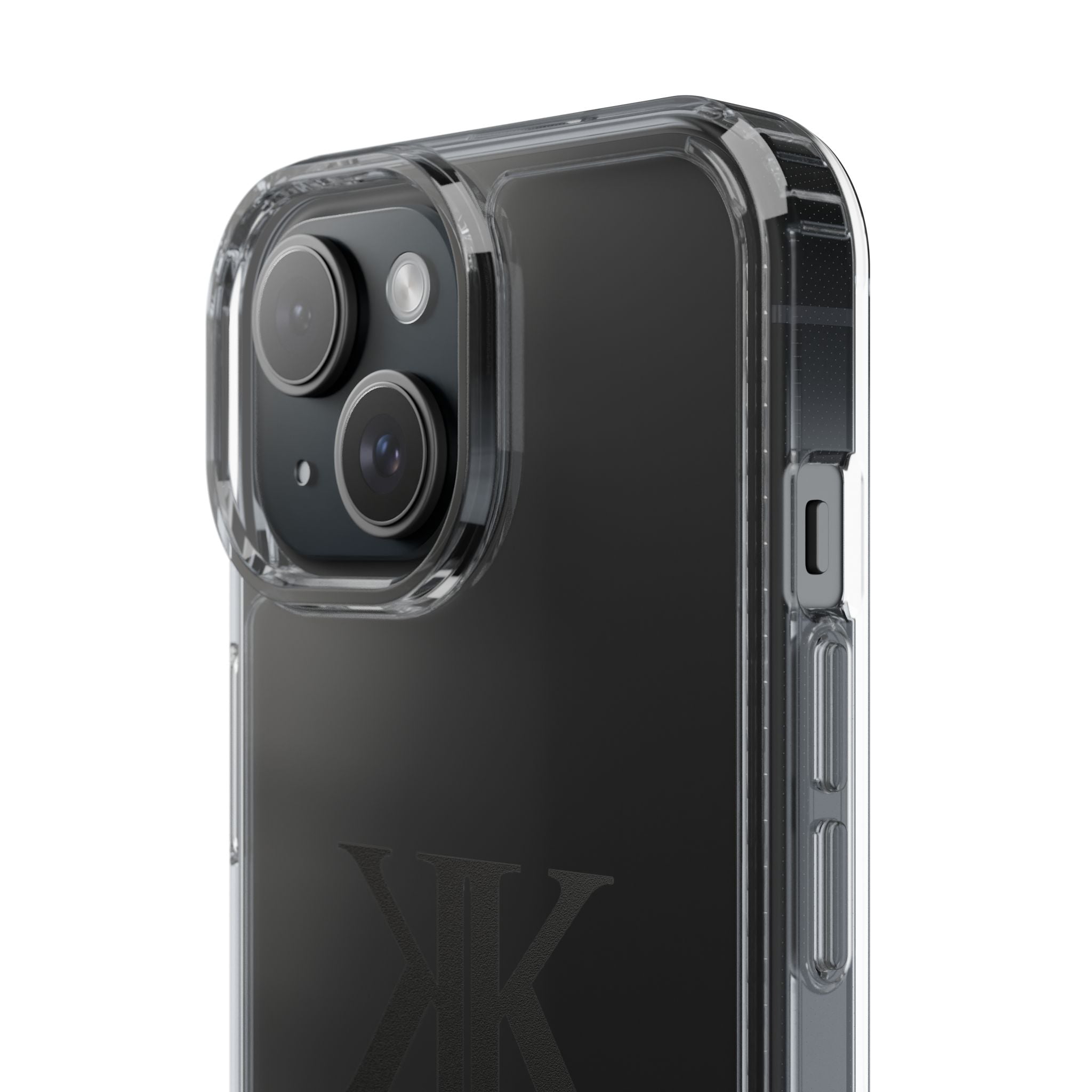 Kairos Kosmos Clear Phone Case — Minimal Black KK Monogram