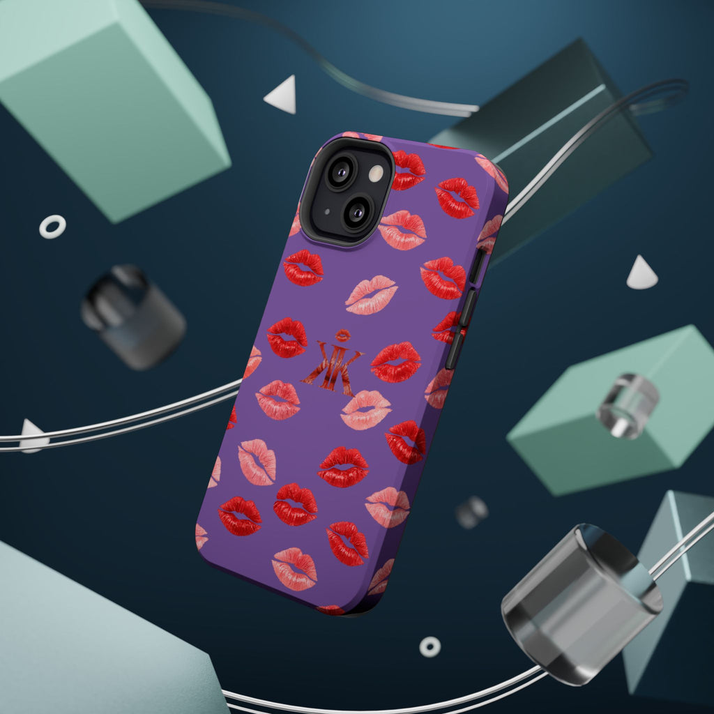 Psyche Collection Light Purple - Kiss Pattern Magnetic Impact Phone Case