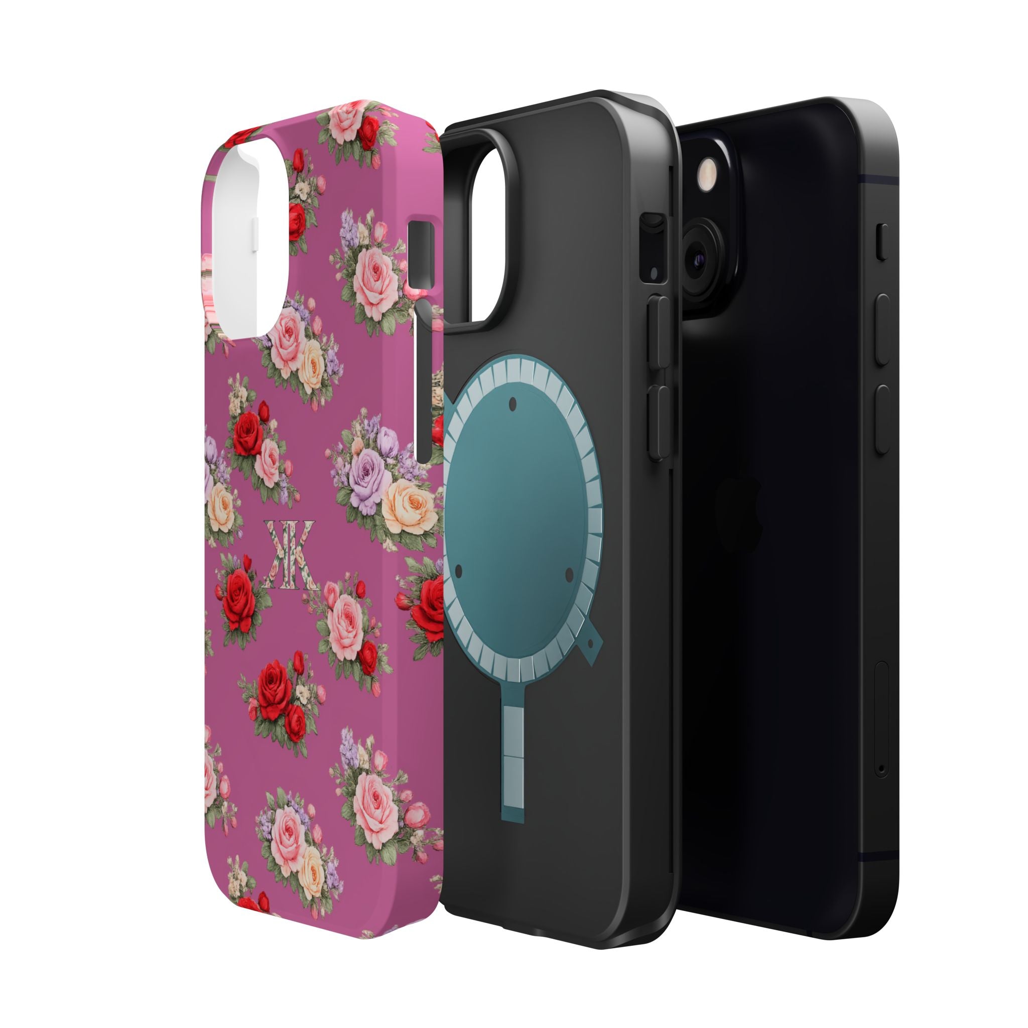 Anthos Collection Light Pink  Vintage Floral Rose Pattern Magnetic Impact-Resistant Phone Case