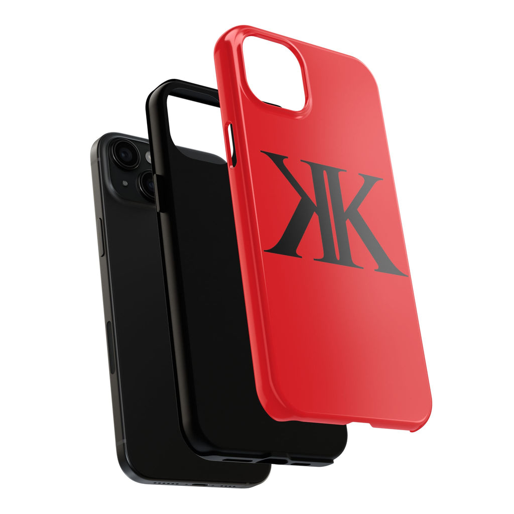 Monogram 'KK' RED Tough Phone Case — Minimal Black Initials Protective Cover