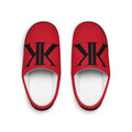 Men's RED Indoor Slippers with Bold Black 'KK' Monogram — Cozy House Shoes