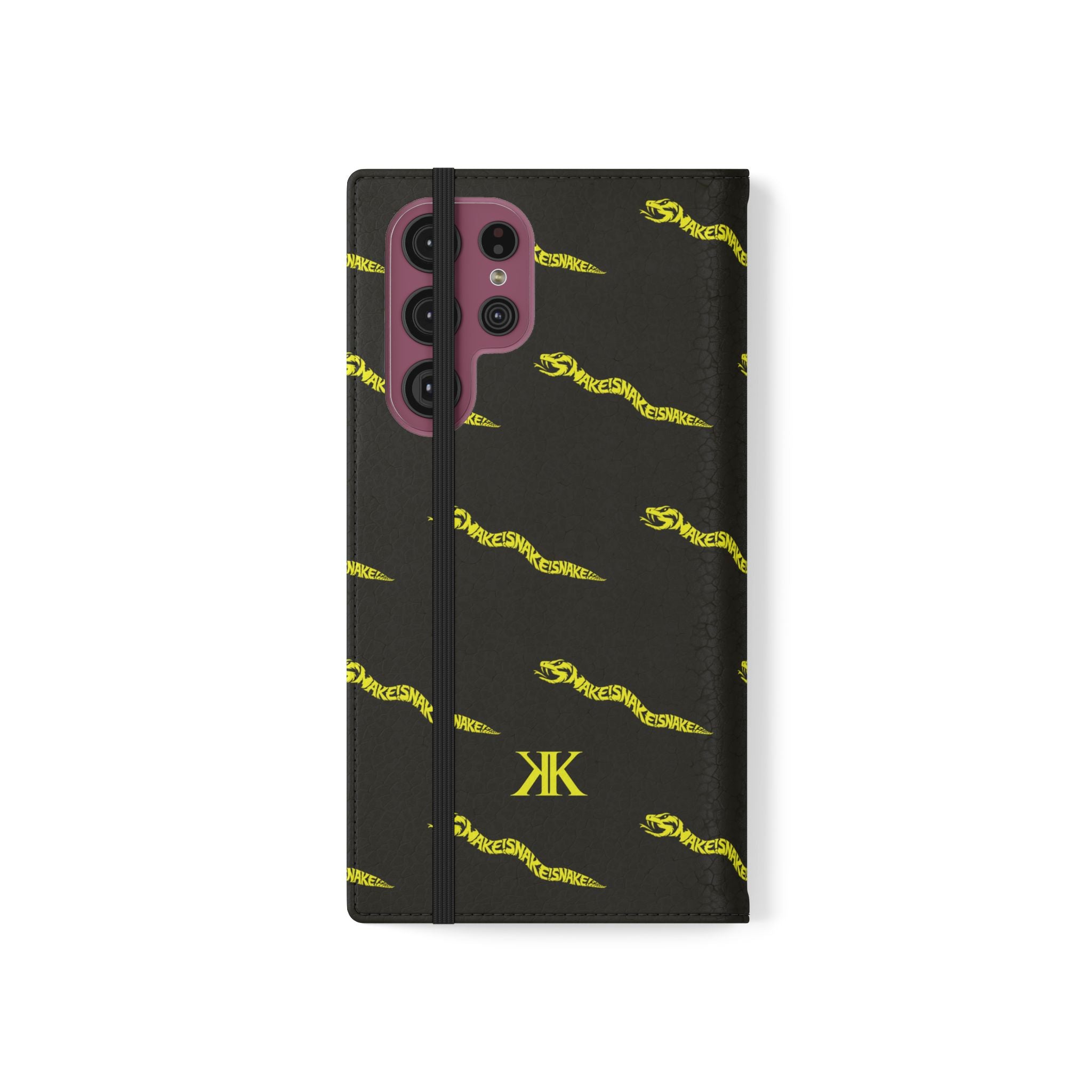 Aspis Collection Flip Case Phone Wallet — Black & Gold Kairos Kosmos Pattern