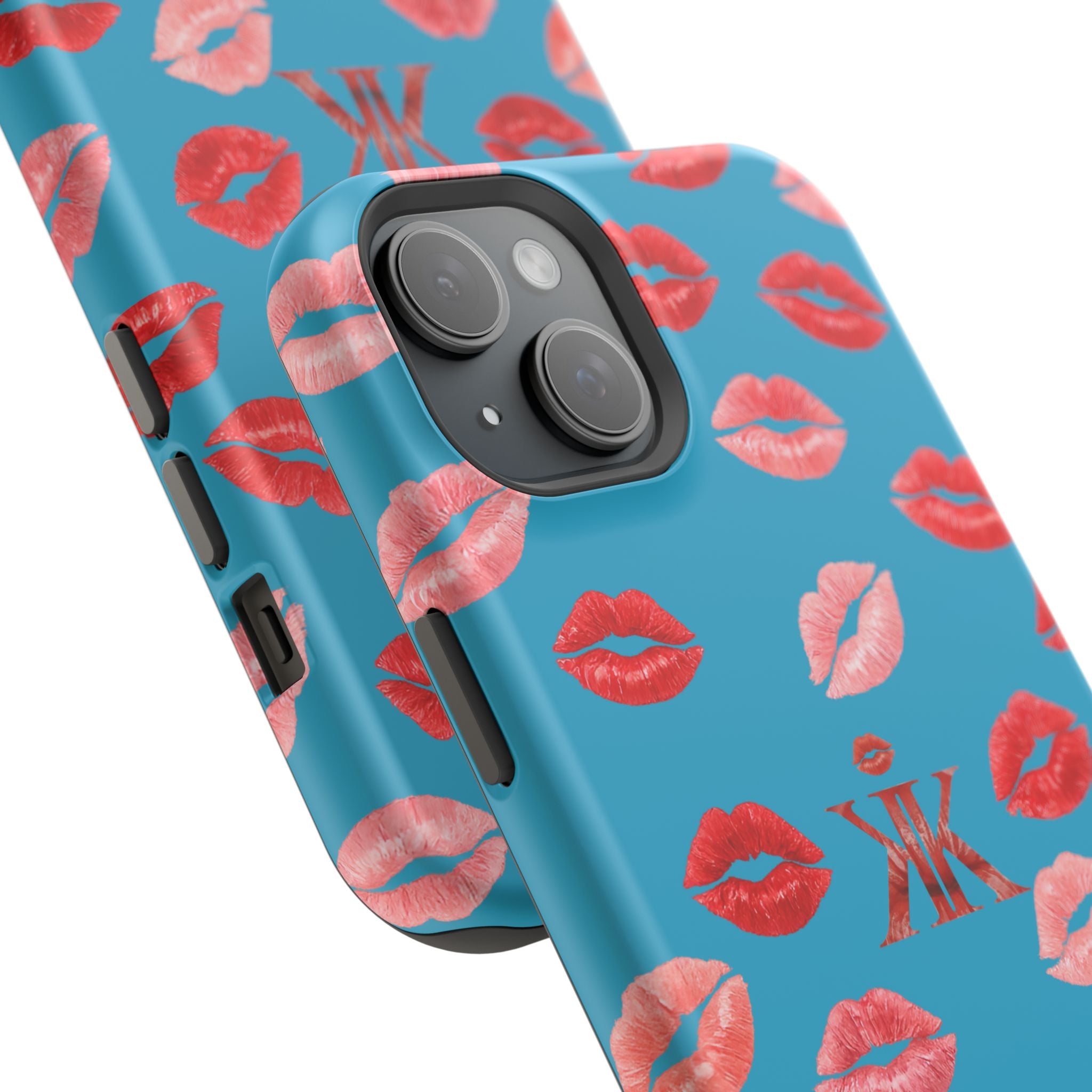 Psyche Collection Turquoise - Kiss Pattern Magnetic Impact Phone Case