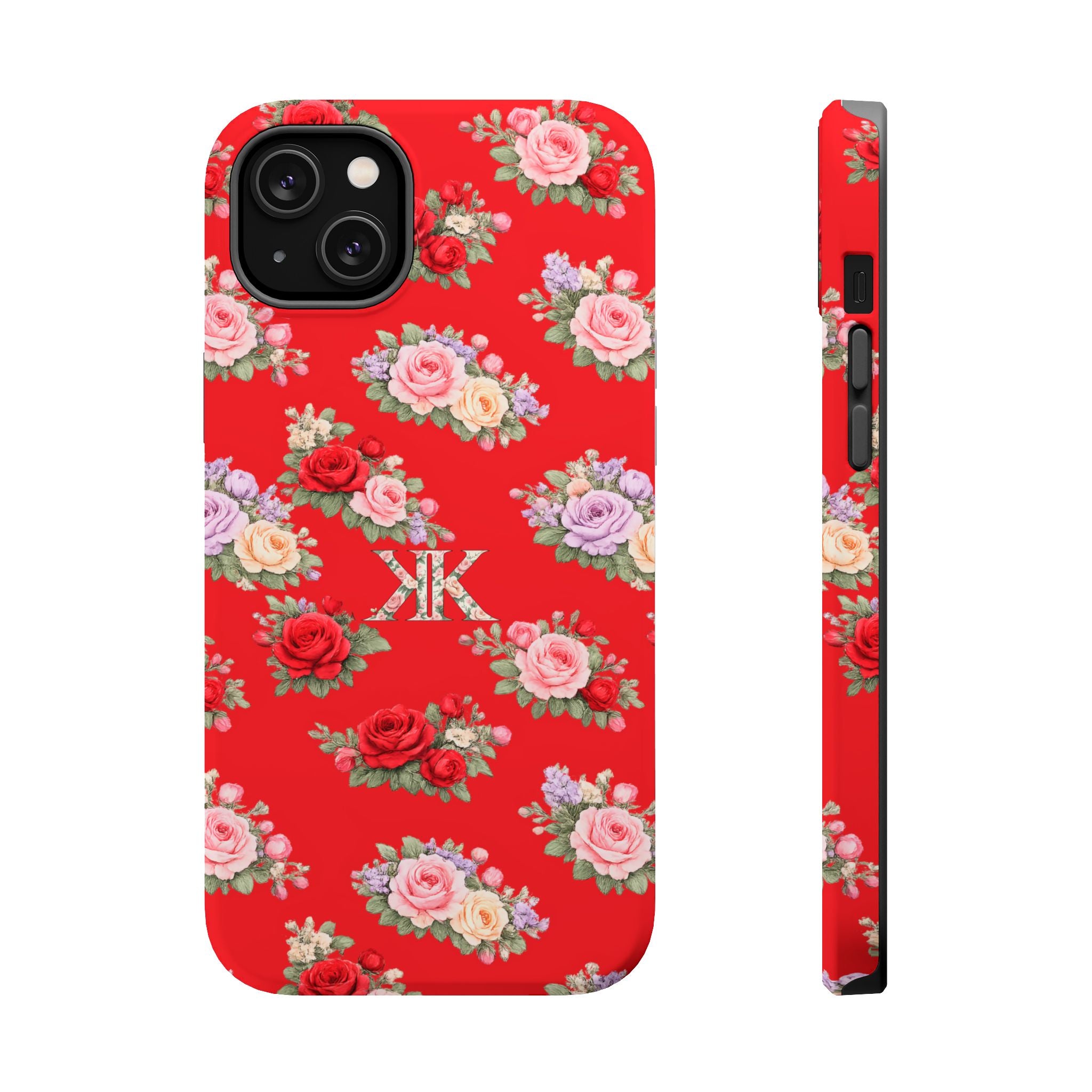 Anthos Collection RED Vintage Floral Rose Pattern Magnetic Impact-Resistant Phone Case